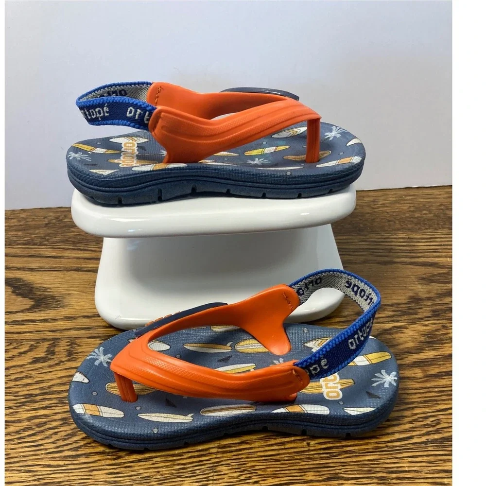 Ortope Acquaflex Toddler Boys Blue Orange Surfboard Sandals US 4 EUR 21 Brazil